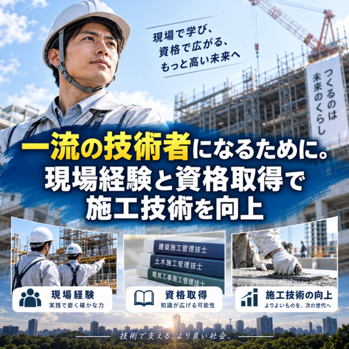 一流の技術者になるために。現場経験と資格取得で施工技術を向上
