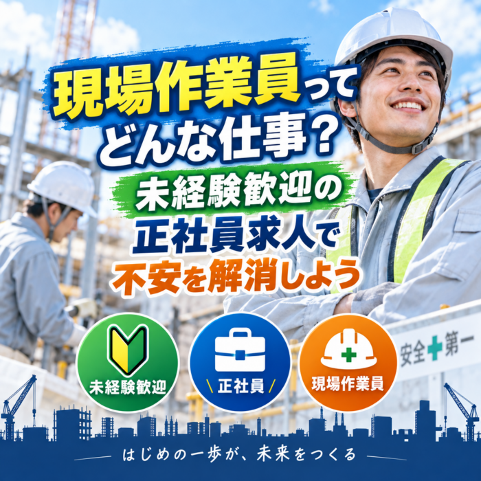 現場作業員ってどんな仕事？未経験歓迎の正社員求人で不安を解消しよう